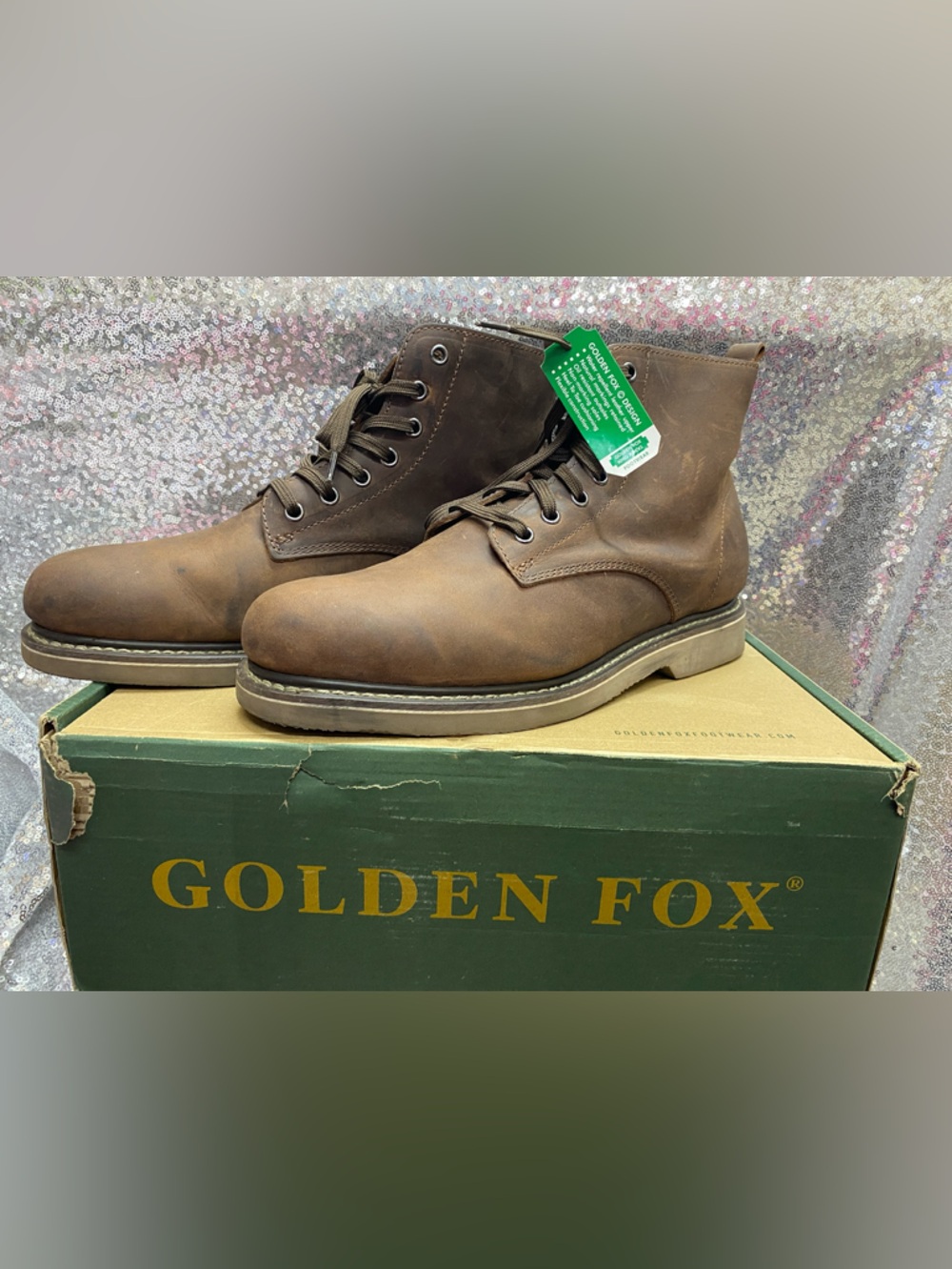 Men's Brown Leather Lace-Up Work Boots